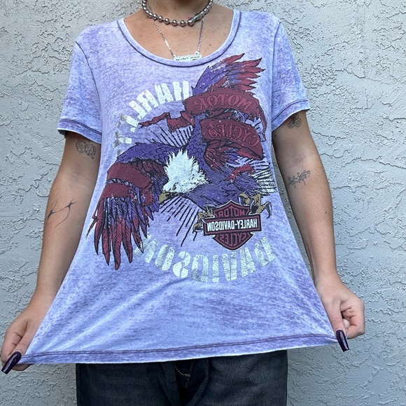 Y2k Nineties Sheer Harley-Davidson Top - Picture 2 of 10